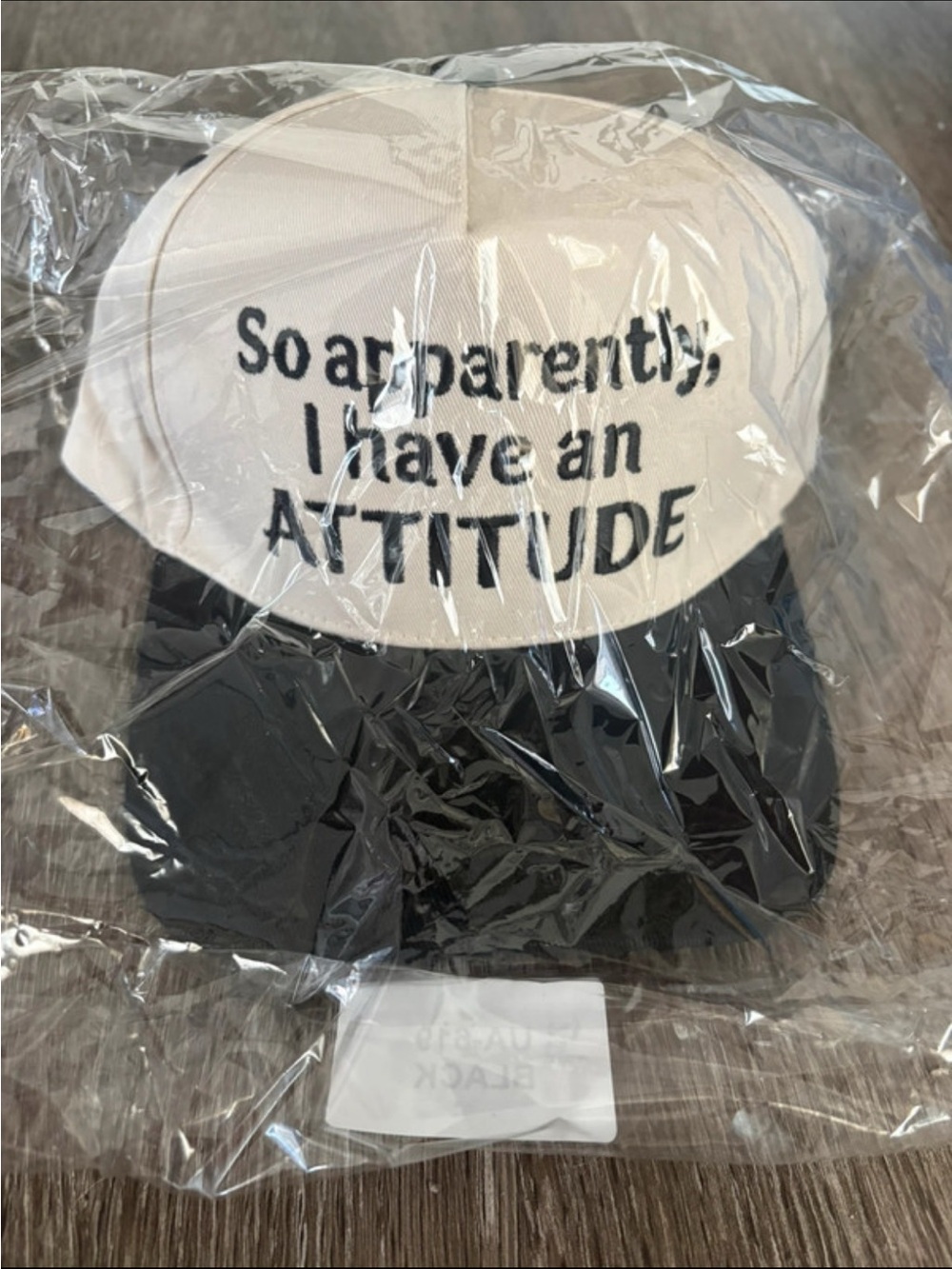 Zenana "So Apparently I Have An Attitude" Two-Tone Baseball Cap - Black & Cream